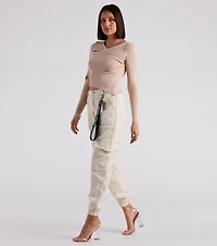 Functional Style Denim Cargo Joggers
