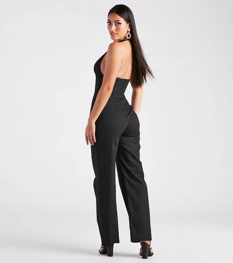 Ready One Halter Corset Wide-Leg Jumpsuit