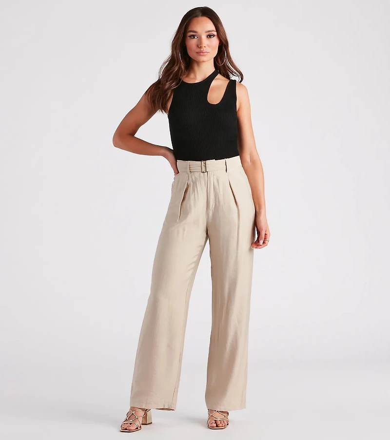 Show Up Style Linen Wide Leg Trouser Pants