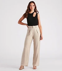 Show Up Style Linen Wide Leg Trouser Pants