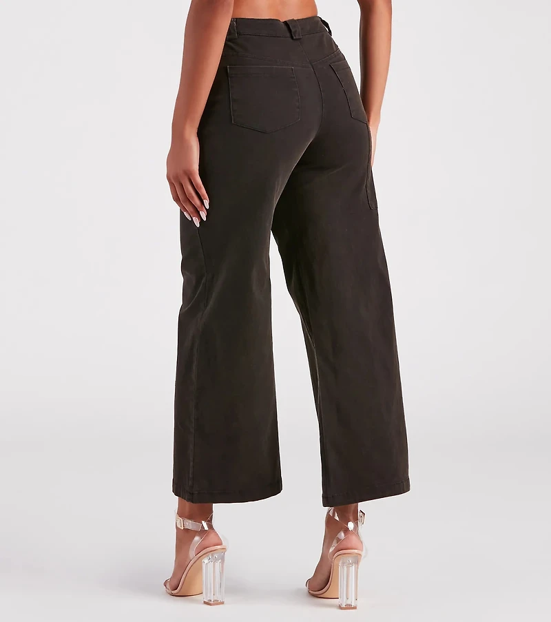 On A Curve Asymmetrical Waist Wide-Leg Pants