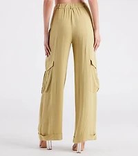 Coastal Drive Linen Wide-Leg Cargo Pants