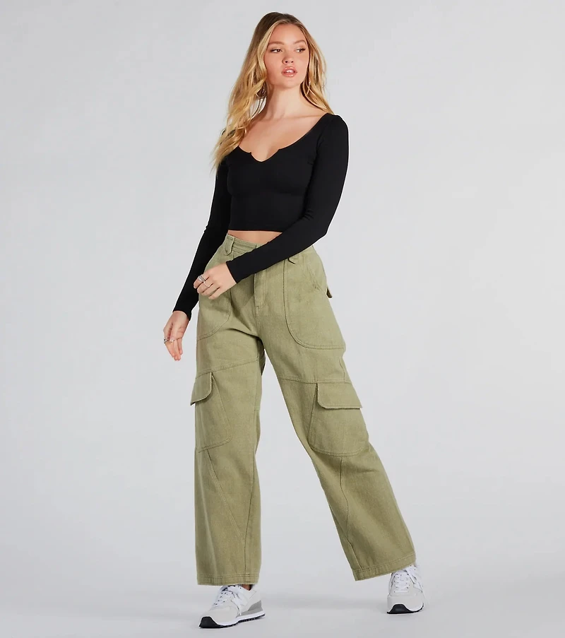 Casual Mood Wide-Leg Cargo Pants