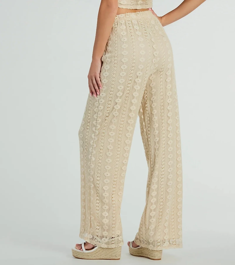 Sunshine Livin' High Rise Palazzo Crochet Pants
