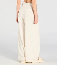 Beachy Chic Wide-Leg Trouser Pants With Linen