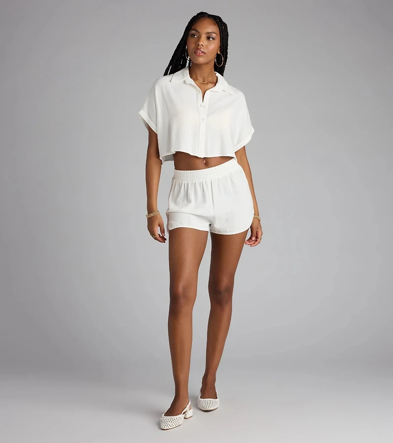 Casual Plans Mid-Rise Linen Shorts