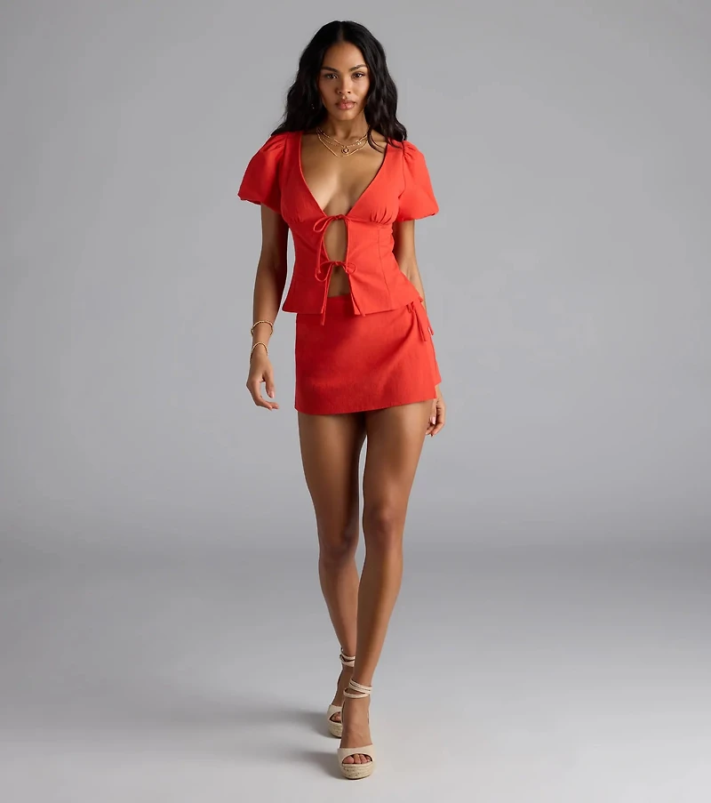 Easygoing Chic High-Rise Wrap Tie Skort