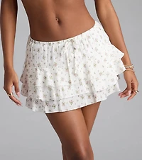 Lookin' Cutesy Floral Ruffled Mini Skort