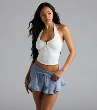 Effortless Chic Mid-Rise Ruffled Shorts