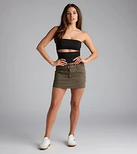 Trendsetter Mid-Rise Belted Twill Skort