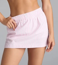 Just A Girl Mid-Rise Striped Boxer Skort
