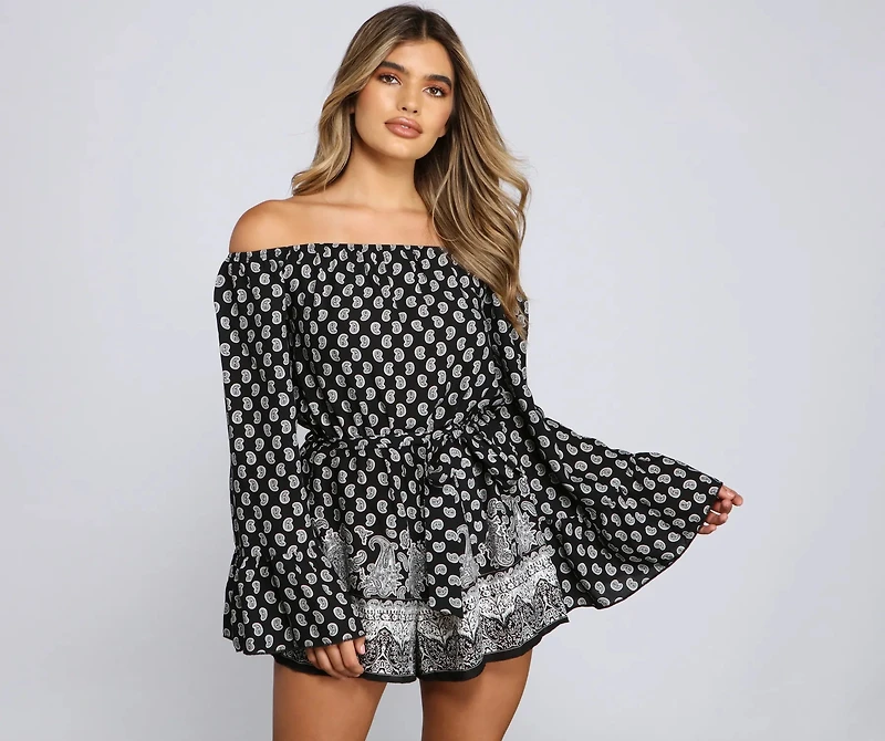 Off The Shoulder Paisley Perfection Romper