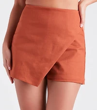 Flirtatious Style Wrap-Front Linen Skort