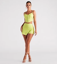 Flirtatious Style Wrap-Front Linen Skort
