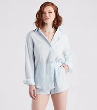 Coastal Cute Linen Top And Shorts Set