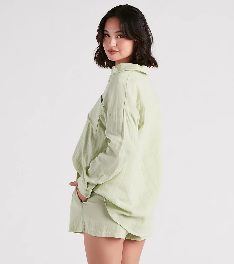 Coastal Cute Linen Top And Shorts Set