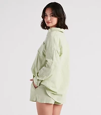 Coastal Cute Linen Top And Shorts Set