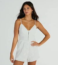 Sweet Aura Sleeveless Sweetheart Eyelet Romper
