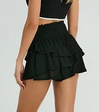 Cheers To Sunshine Smock High Waist Ruffled Shorts