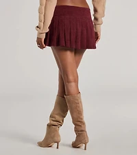 Trendy Status Corduroy Pleated Drop Waist Mini Skort
