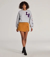 Trendy Girl Corduroy Faux Wrap Mini Skort