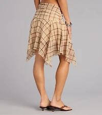 Daydream Flow Plaid Chiffon Skirt
