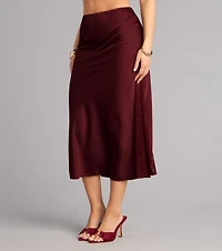 Slip Into Elegance Satin Lace Midi Skirt