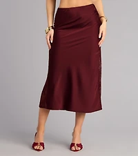 Slip Into Elegance Satin Lace Midi Skirt