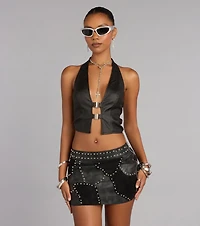 Midnight Rebel Studded Mini Skirt