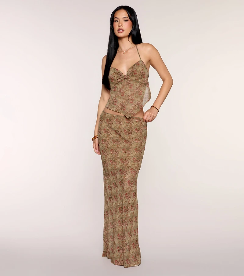 Paisley Mood Chiffon Maxi Skirt