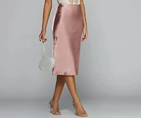 Midi Ground Satin Skirt
