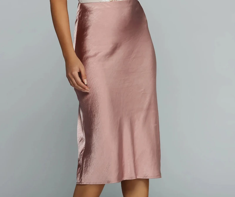 Midi Ground Satin Skirt