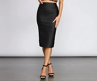 Above Casual Coated Midi Pencil Skirt