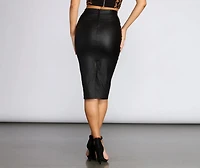 Above Casual Coated Midi Pencil Skirt