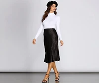 Leopard Flared Satin Skirt