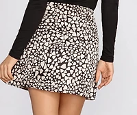 Heart It Printed Satin Mini Skirt