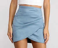 Wrapped Suede Mini Skirt