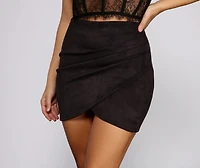 Wrapped Suede Mini Skirt