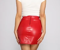 Faux Leather Wrap Mini Skirt