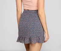 Ditsy Floral Asymmetrical Mini Skirt