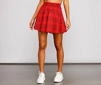 Preppy And Pleated Plaid Skater Skirt