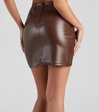 Faux Leather Wrap Mini Skirt