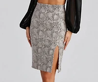 Chic And Sassy Snake Print Midi Skirt