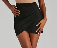 Wrapped Suede Mini Skirt