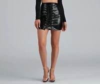 All Night Lace-Up Mini Skirt