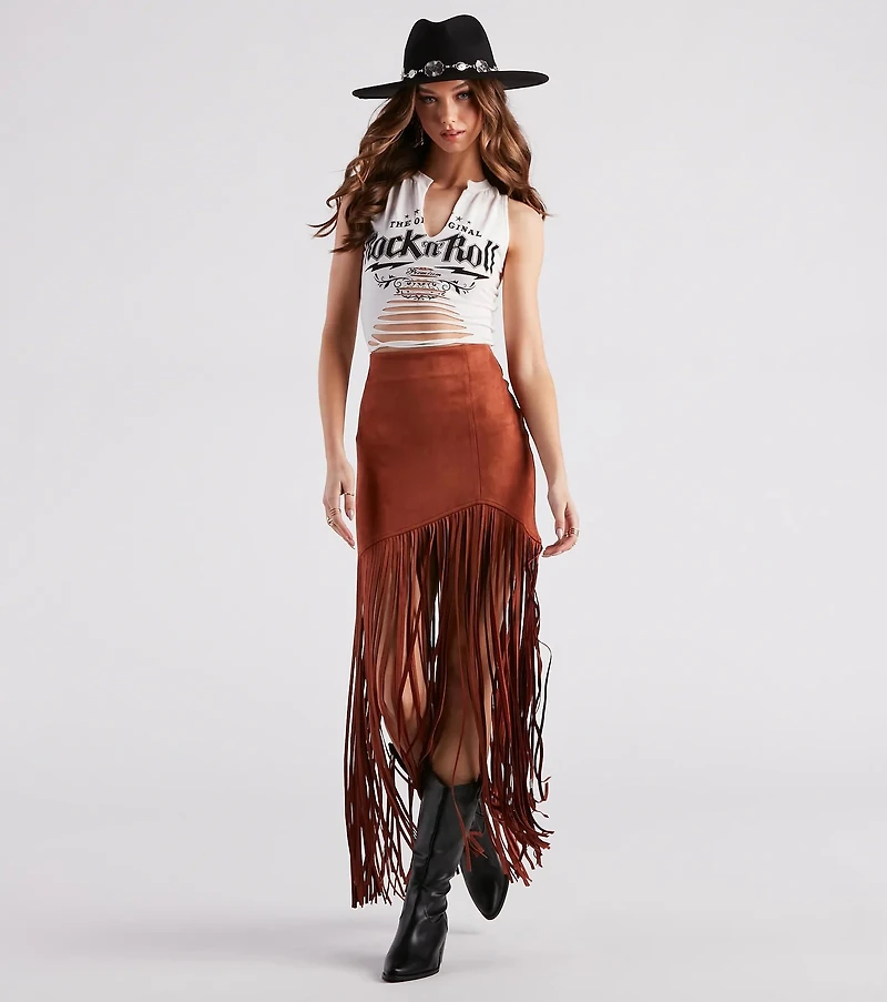 Wild At Heart Long Fringe Skirt