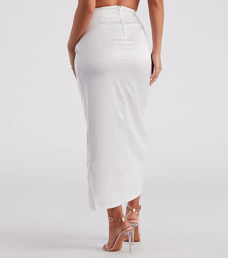 Wrapped Chic Vibes Satin Maxi Skirt