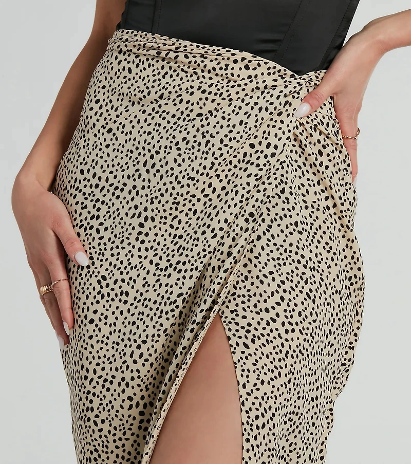 Daringly Wild High-Rise Cheetah Print Midi Skirt