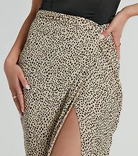 Daringly Wild High-Rise Cheetah Print Midi Skirt