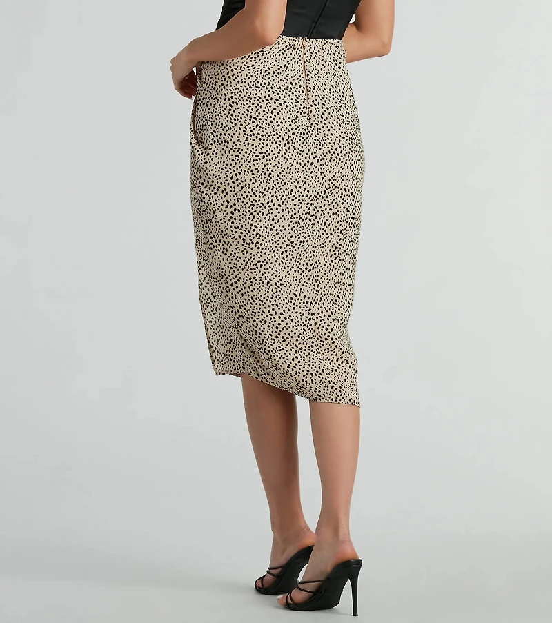 Daringly Wild High-Rise Cheetah Print Midi Skirt